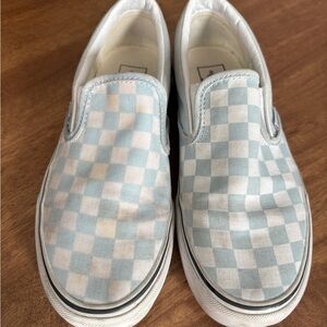 Women’s size 7.5 Checkered Slip-On Shoes - Blue and White